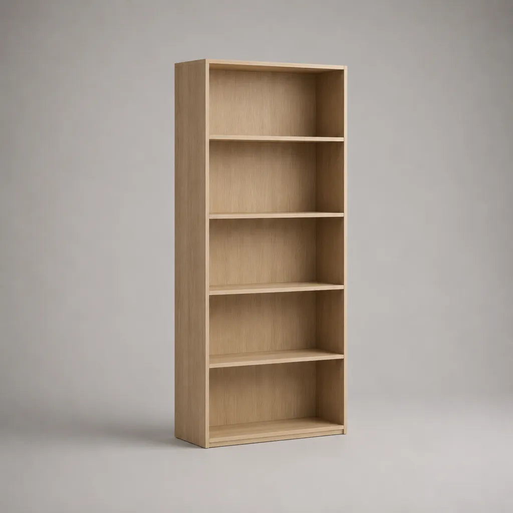 Bibliothèque en bois, couleur chêne, 180 × 70 × 30 cm, avec 5 compartiments ouverts
