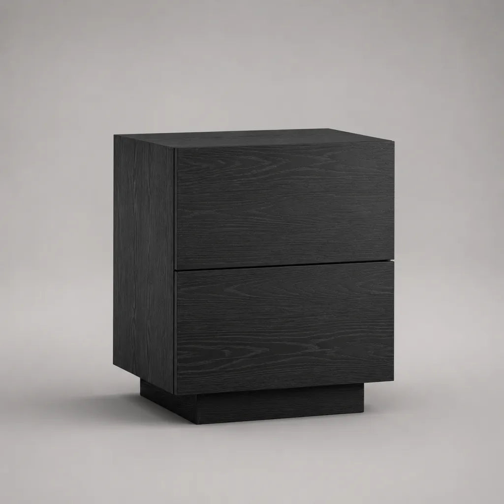 Table de chevet rectangulaire en MDF avec 2 tiroirs, noir, 40 × 35 × 50 cm