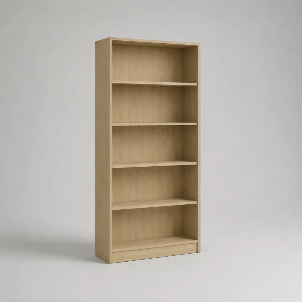 Livre en bois avec 5 compartiments ouverts, optique en chêne clair, 180 × 80 × 30 cm