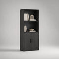 Bibliothèque avec 2 portes en panneau de particules recouvert de mélamine, noir, 80 × 35 × 180 cm