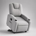 Fauteuil relax en tissu à couche manuelle, cadre en acier et 2 supports de boissons, gris clair/noir, 82 × 92 × 105 cm