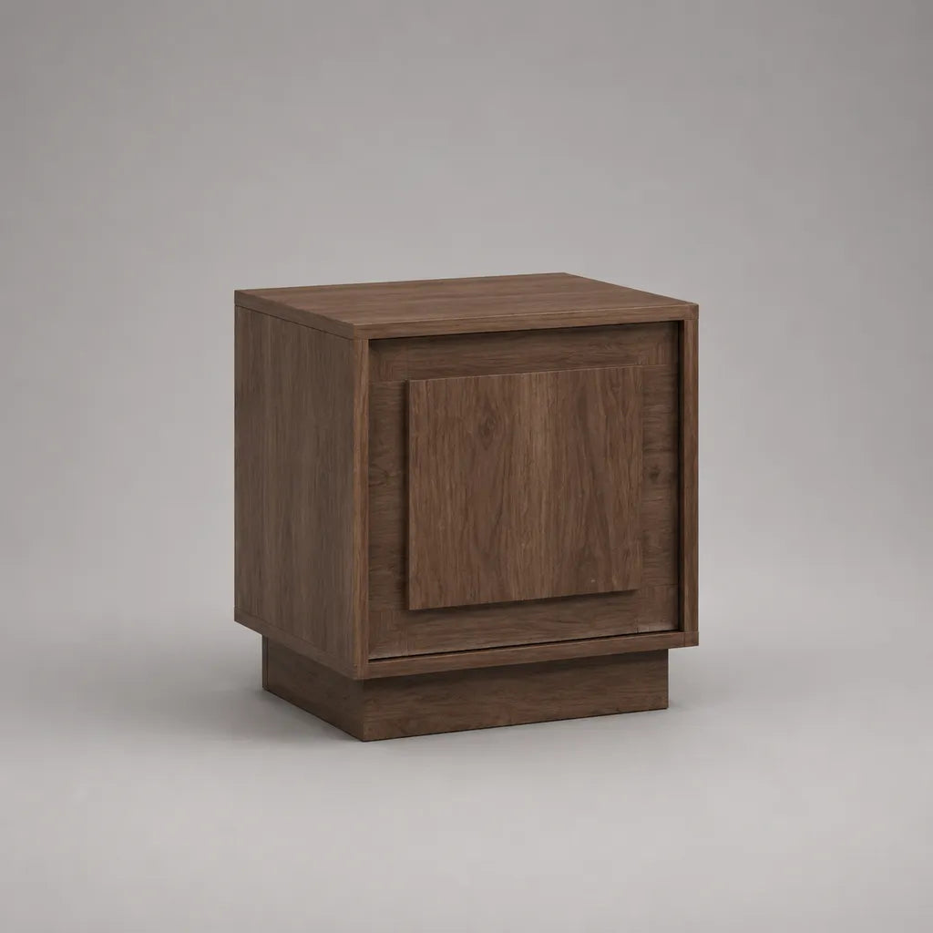 Table de chevet rectangulaire en MDF avec placage de noix, 1 tiroir, brun foncé, 45 × 40 × 55 cm