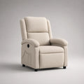 Fauteuil relax en tissu à coucher manuel et repose-pieds, blanc cassé, 84 × 92 × 103 cm
