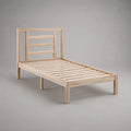 Lit simple en bois massif de pin avec grille, nature, surface plane 90 × 200 cm, dimension extérieure environ 98 × 208 × 100 cm