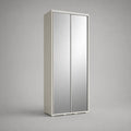 Armoire avec 2 portes coulissantes en panneau de particules, aluminium et verre, blanc/argent, 90 × 50 × 200 cm