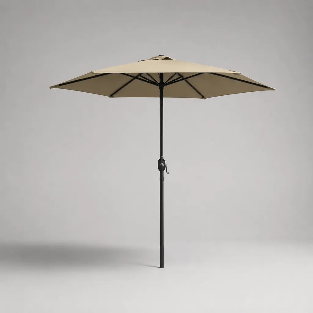 Parasol de jardin octogonal incluable Ø 300 × H 250 cm en polyester beige et acier noir