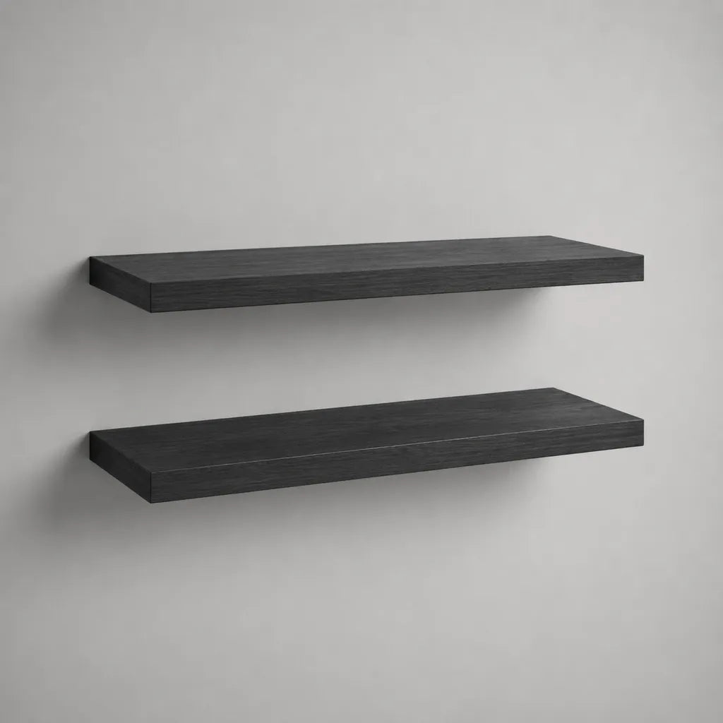 Lot de 2 étagères murales flottantes en MDF mélaminé noir, 80 × 23,5 × 3,8 cm