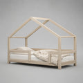 Lit bébé en bois massif de pin, nature, avec protection contre les chutes, couchage 90 × 190 cm, dimensions totales 198 × 98 × 160 cm