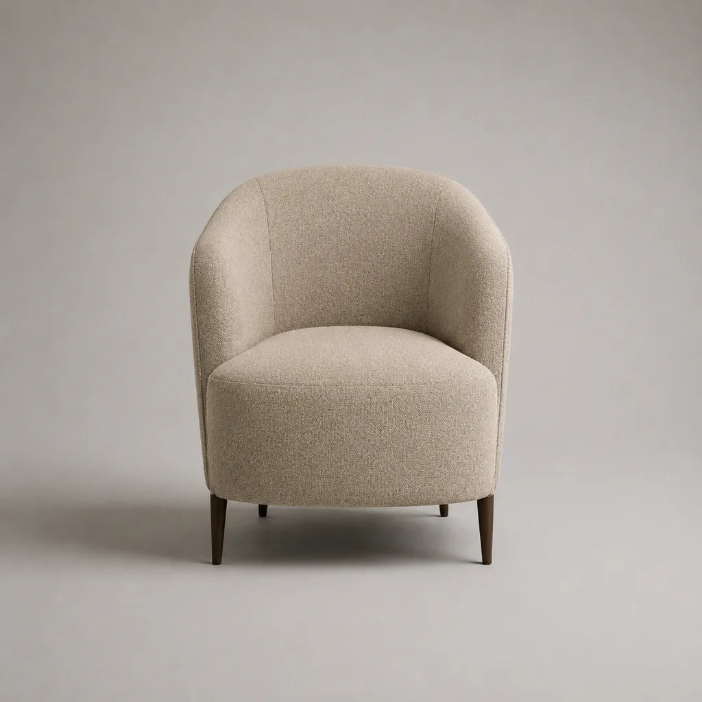 Fauteuil de cocktail avec poche en polyester et rembourrage en mousse, beige/brun foncé, 72 × 74 × 80 cm