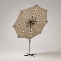 Parasol extérieur LED octogonal en polyester et acier, beige et noir, Ø 270 × H 250 cm