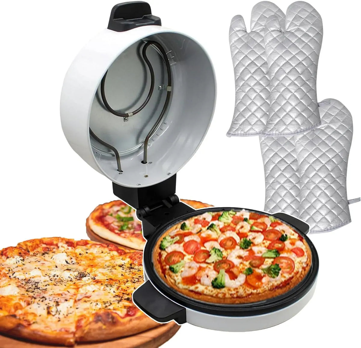 Four électrique à pizza, 30Cm, 2000 W, gril, revêtement antiadhésif