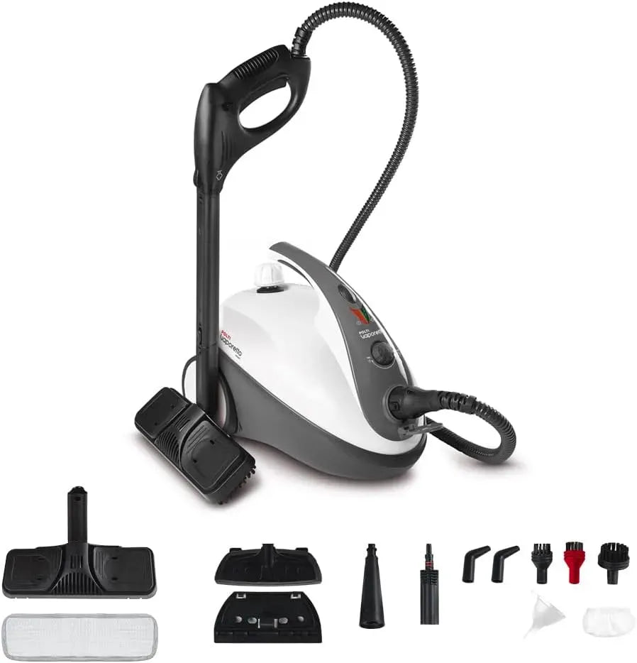 Nettoyeur vapeur, 1,6 L, grand réservoir, blanc, 12 Accessoires Inclus