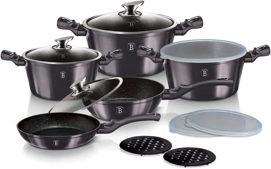 Batterie, batterie de casseroles et poêles, tactile, revêtement antiadhésif, 13 Pièces, Cuisine de 13 Pièces