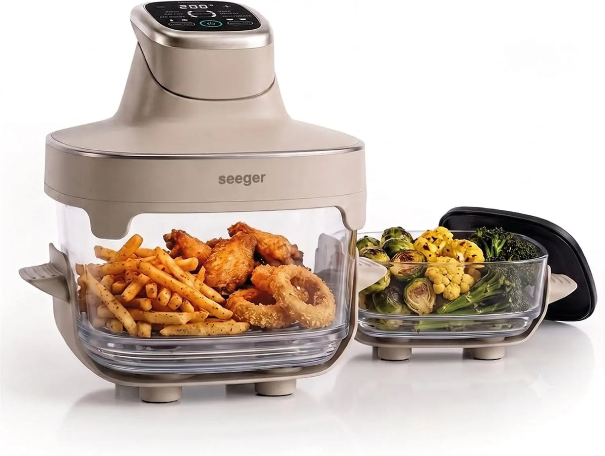 Friteuse à air chaud, 4,5 L, 6 programmes, 60 à 200 °C, Vue à 360°, 6 programmes prédéfinis, Sin PFAS, 2,5 L