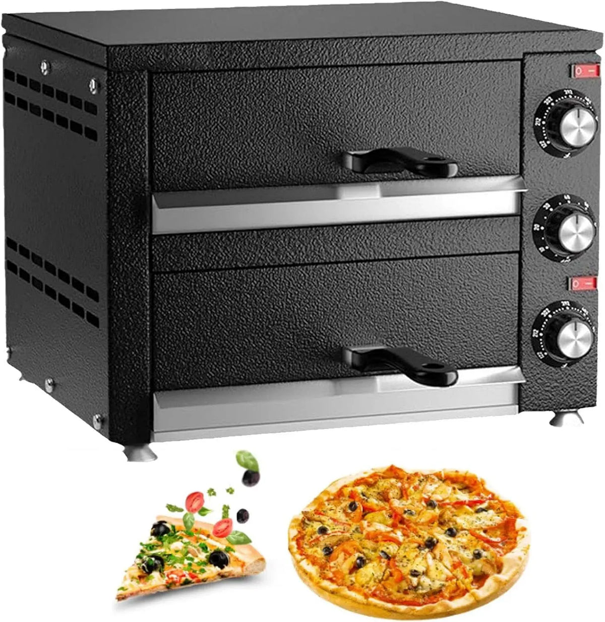 Four électrique à pizza, minuteur, professionnel, acier inoxydable, minuterie de 60 Minutes