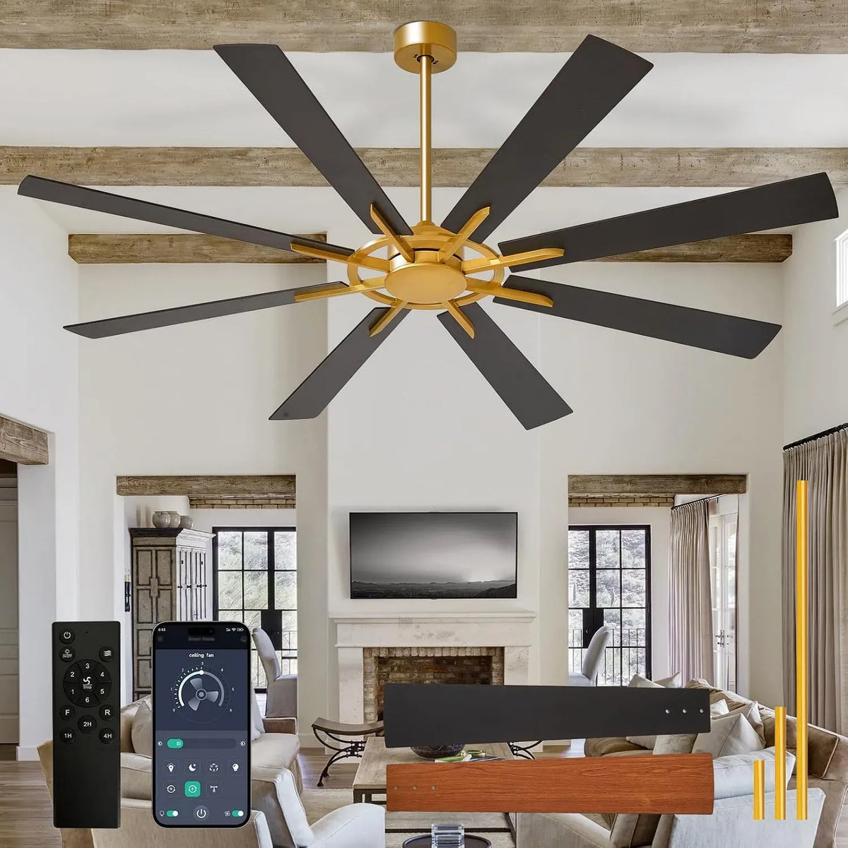 Ventilateur, 72 pouces, extérieur, noir, ventilateur pour circulation d'air