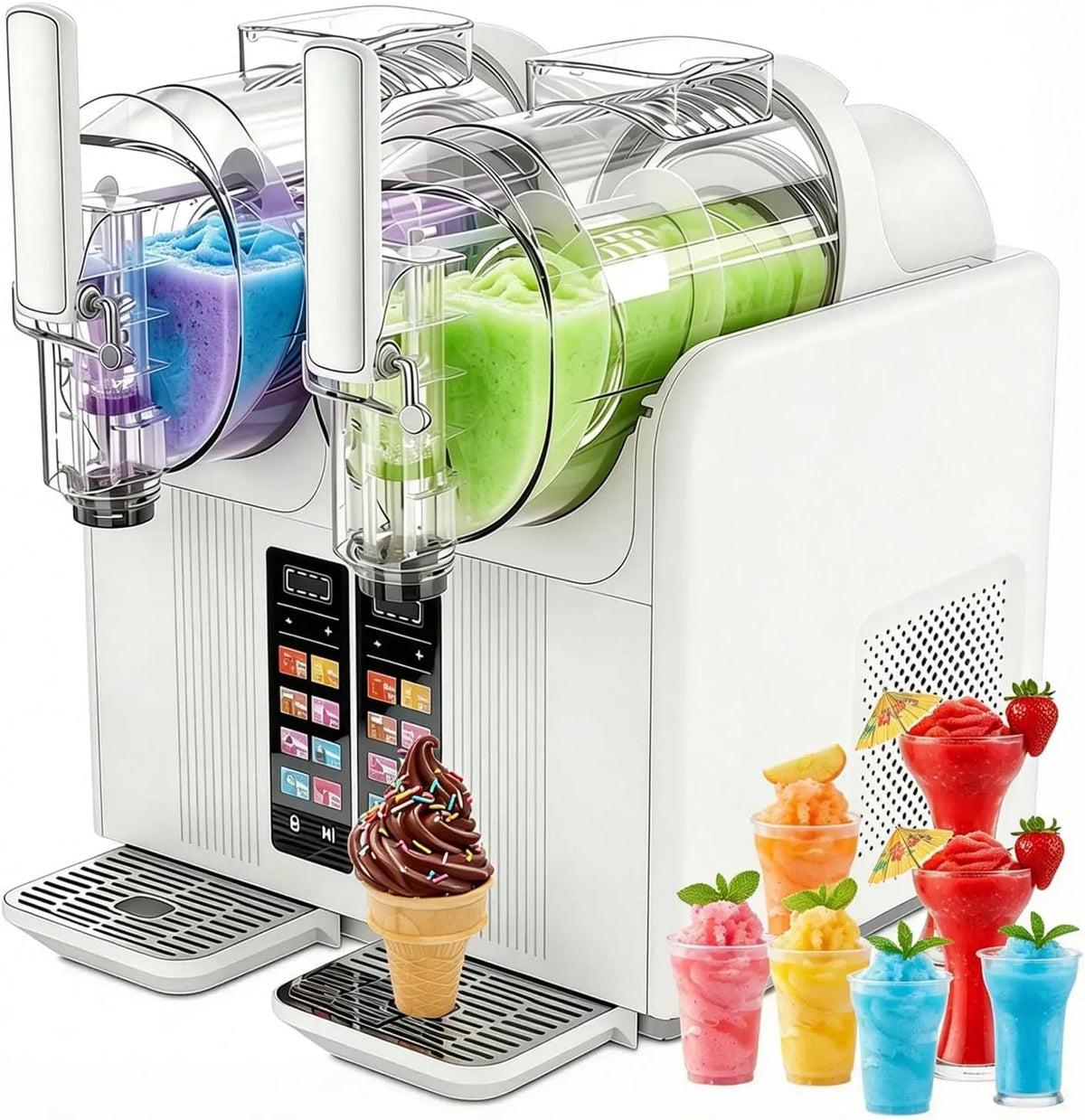 Machine à Granita, machine à granité, 7 programmes, blanc, pour Margaritas