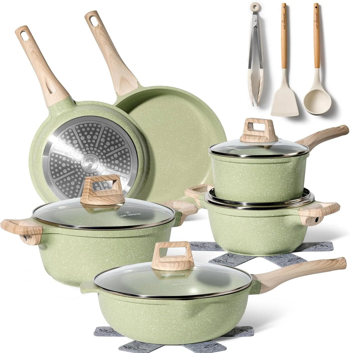 Ustensile de cuisson, JUST PERFECTO, ustensile de cuisine, Batterie de cuisine induction Set de casseroles avec couvercle