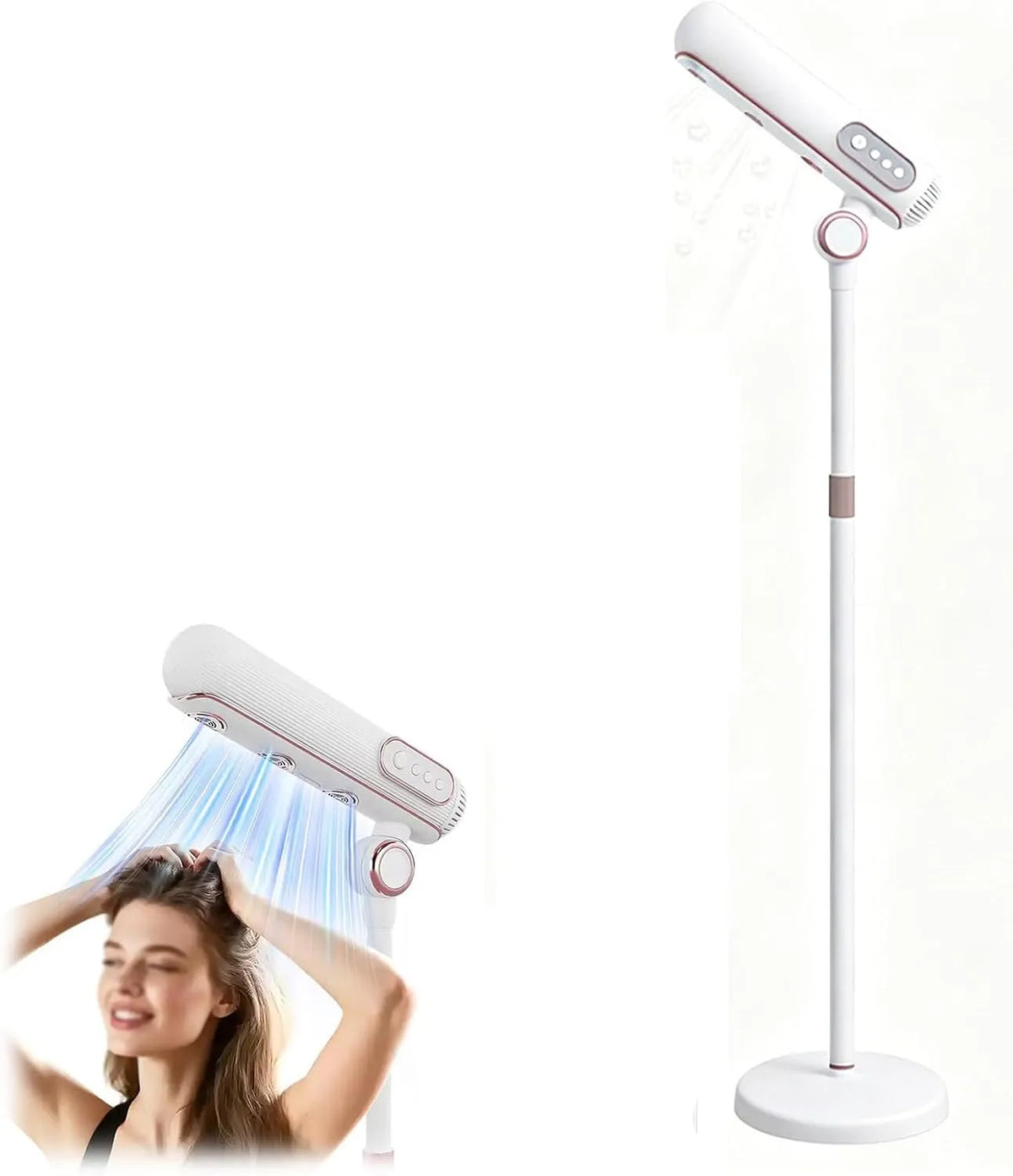 110000RPM Silencieux, SèChe-Cheveux Mains Libres, pour IdéAl pour La Maison, 3 Sorties d'air, Ionique Haute Vitesse sur Pied, Hauteur RéGlable