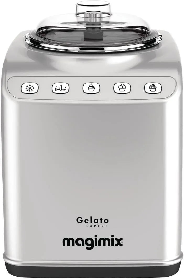 Magimix 11680 Gelato Expert in Silver with 2 Large 2L Stainless Steel Bowls and 3 Automatic Programs with Built in Freezer