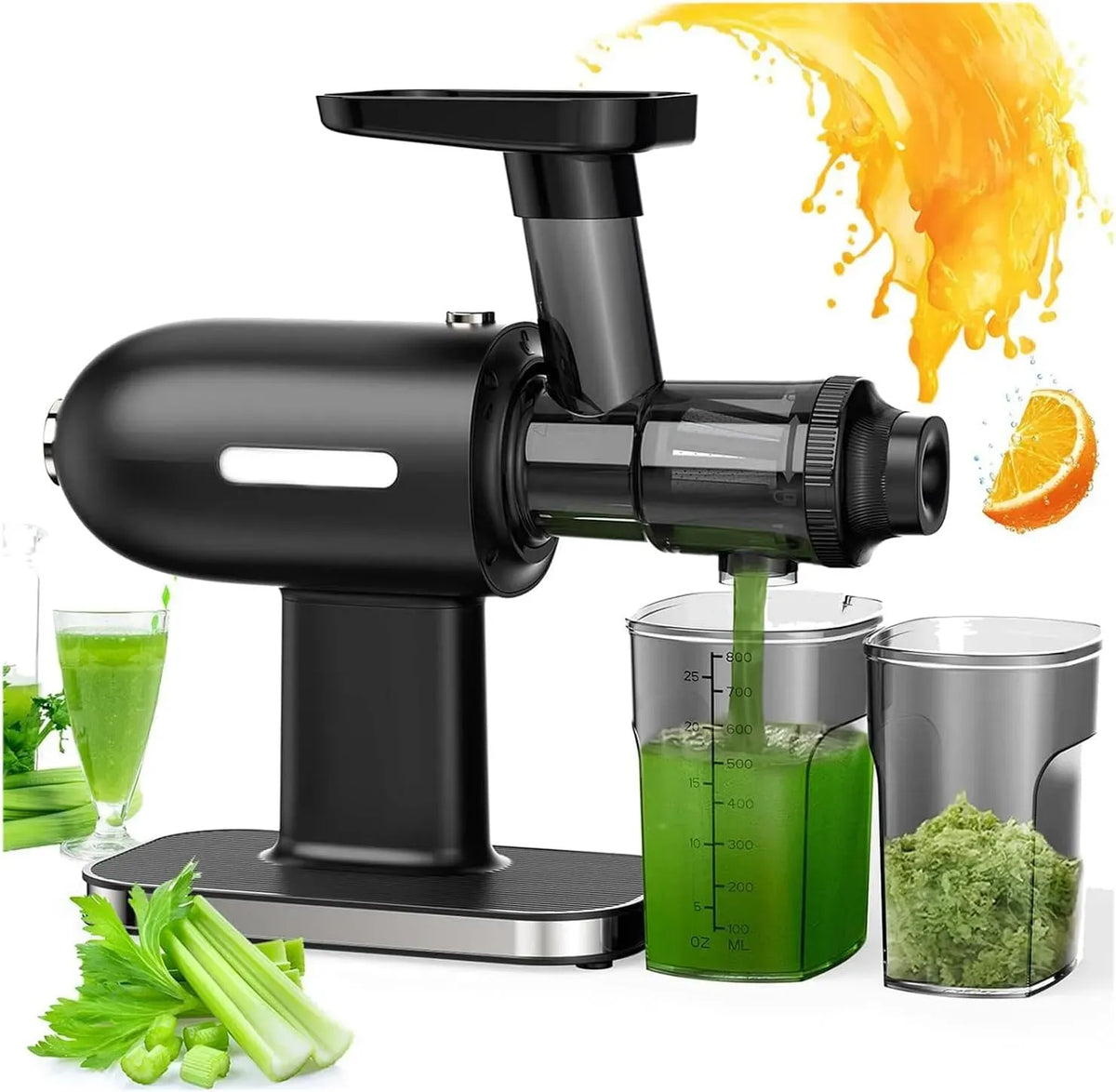Extracteur de jus, 150 W, acier inoxydable, Presse-Agrumes À Froid avec Filtre en Acier Inoxydable