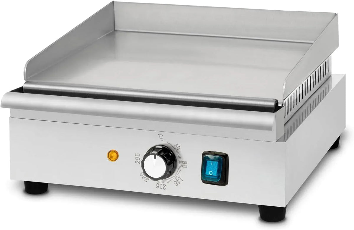 Plancha, 32 x 26 cm, 1400 W, 50 à 300 °C, thermostat, 2 zones de température, acier inoxydable, fonction chauffante, VERTES
