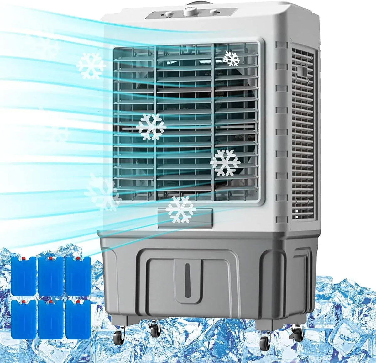 Rafraîchisseur d'air L/55, 55 L, industriel, 3 vitesses, grand réservoir, professionnel, Refroidisseur d'air évaporatif Commercial 3 en 1