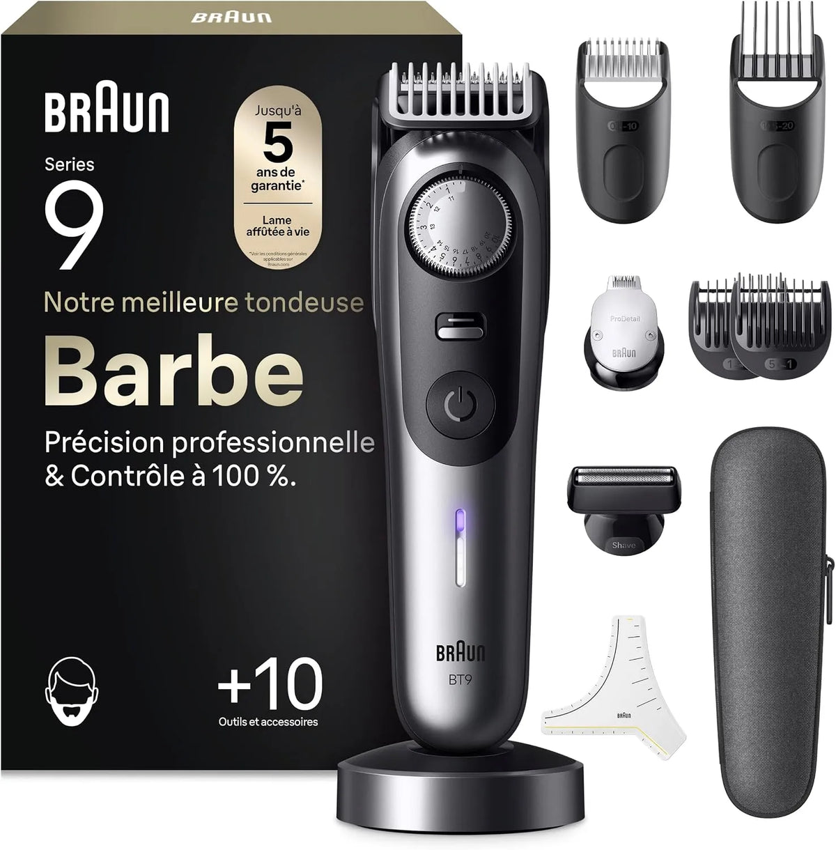 Braun Series 9 BT9545 Tondeuse Barbe Homme, Chrome