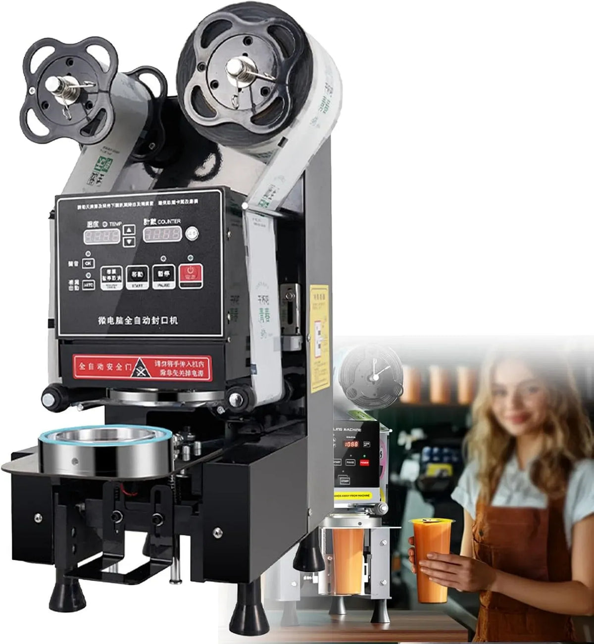 Machine à sceller, machine à café électrique, professionnel, noir, plastique, bois, pour boissons