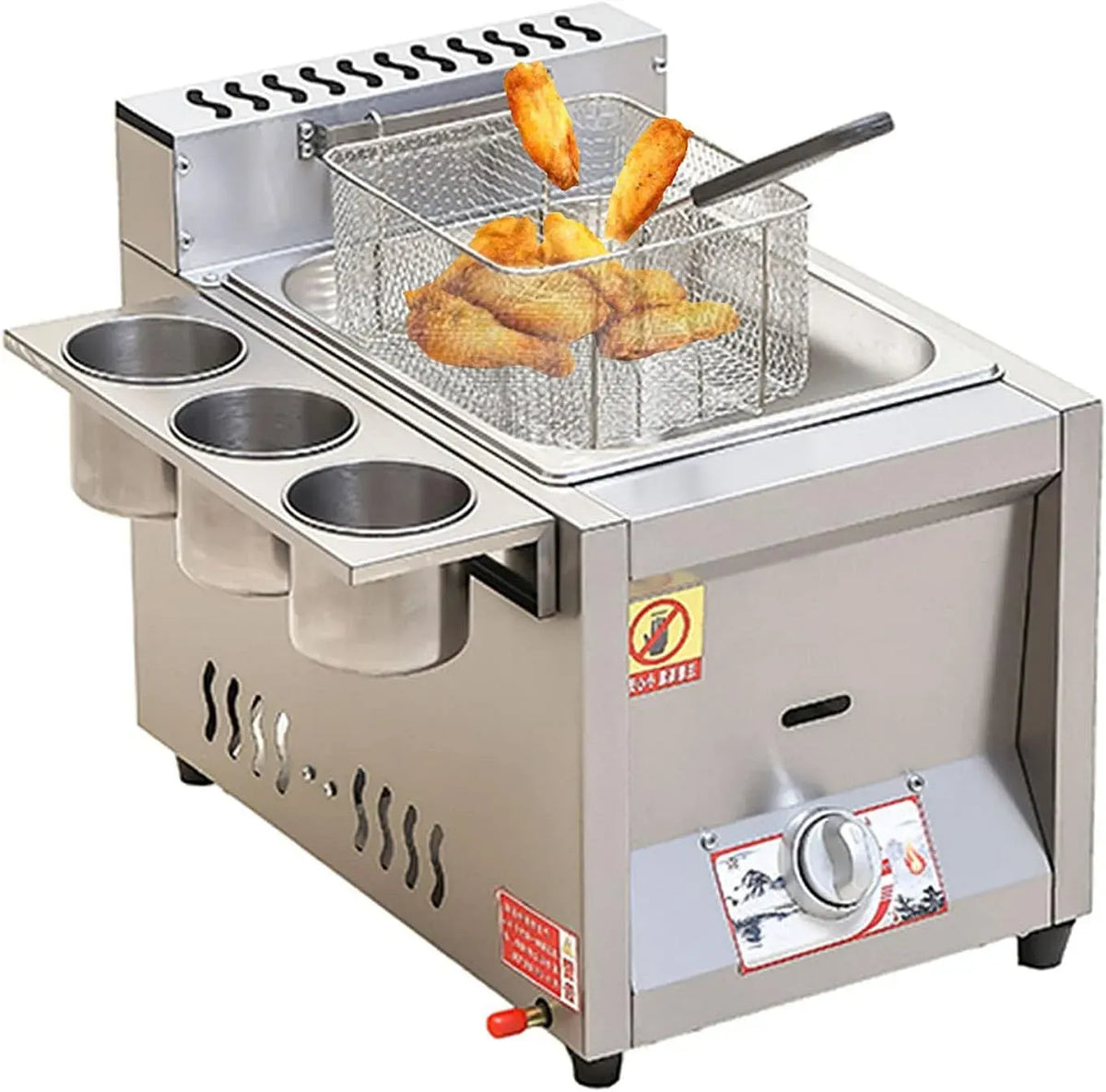 avec couvercle, Friteuse à graisse profonde en acier inoxydable avec panier amovible, pour contrôle de la température autonome, réservoir unique de