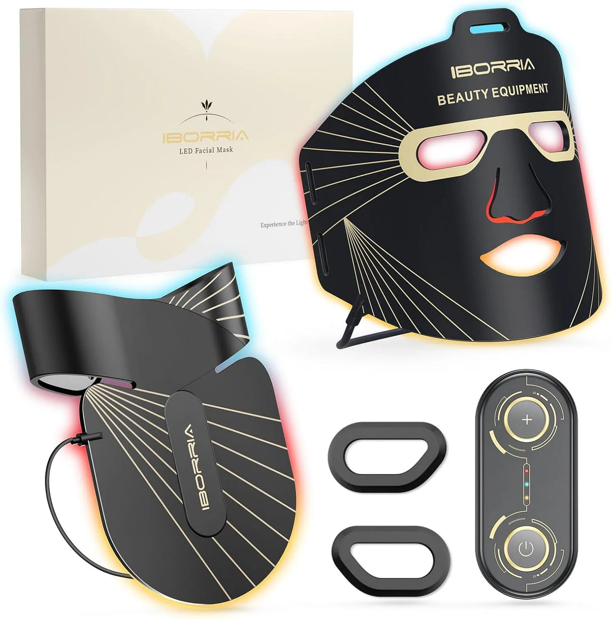 Soins de la Peau, Masque Facial LED pour Visage, pour Traitement à la Maison, Cou et Décolletage, Thérapie Lumière Proche Infrarouge