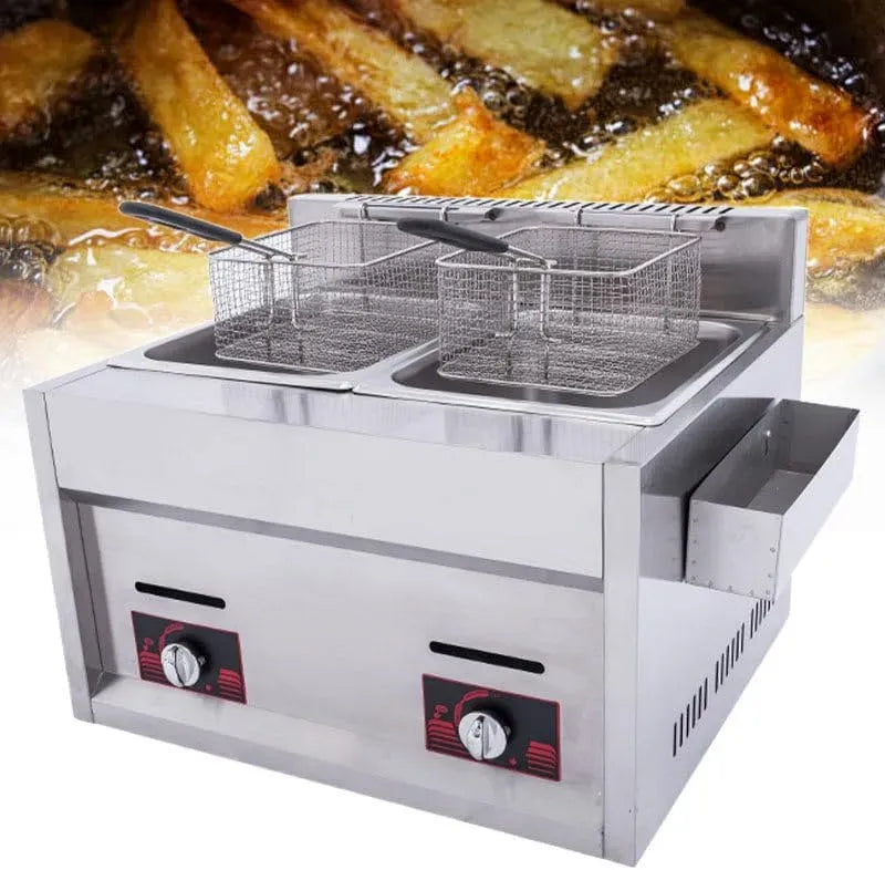 beignets, puissance de feu réglable, Friteuse à gaz en acier inoxydable de grande capacité de 20 L pour un usage domestique et commercial, comprend