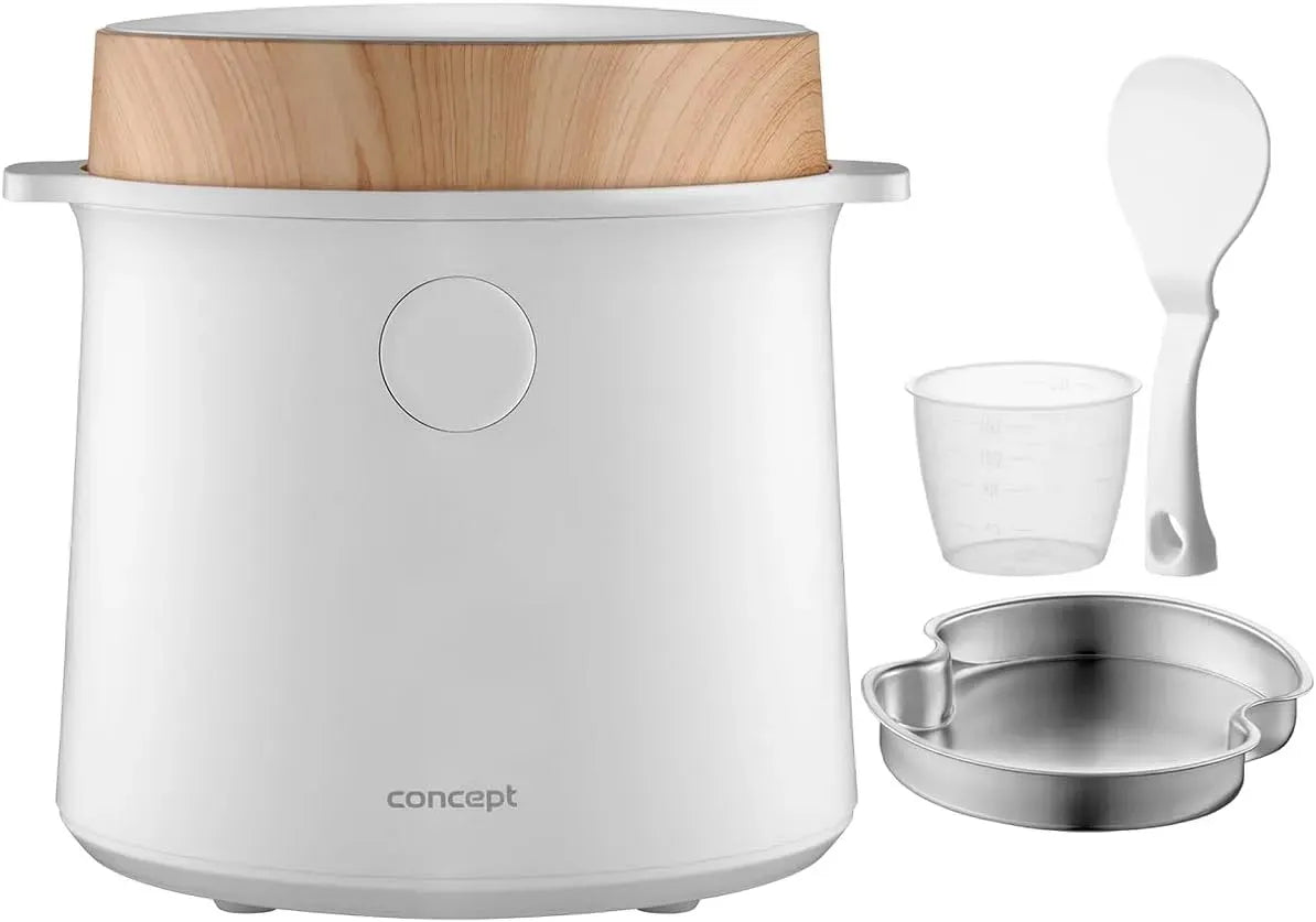 Concept RE3030 Cuiseur, cuiseur à riz électrique, 1,5 L, blanc, bois