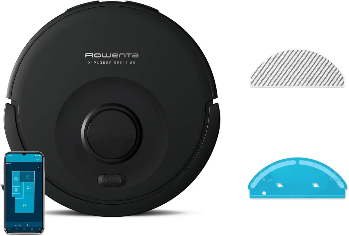 Rowenta Serie85 Aspirateur, noir, Système Smart Aqua Power, Aspire et lave en profondeur avec 6000Pa, Navigation laser 360°C