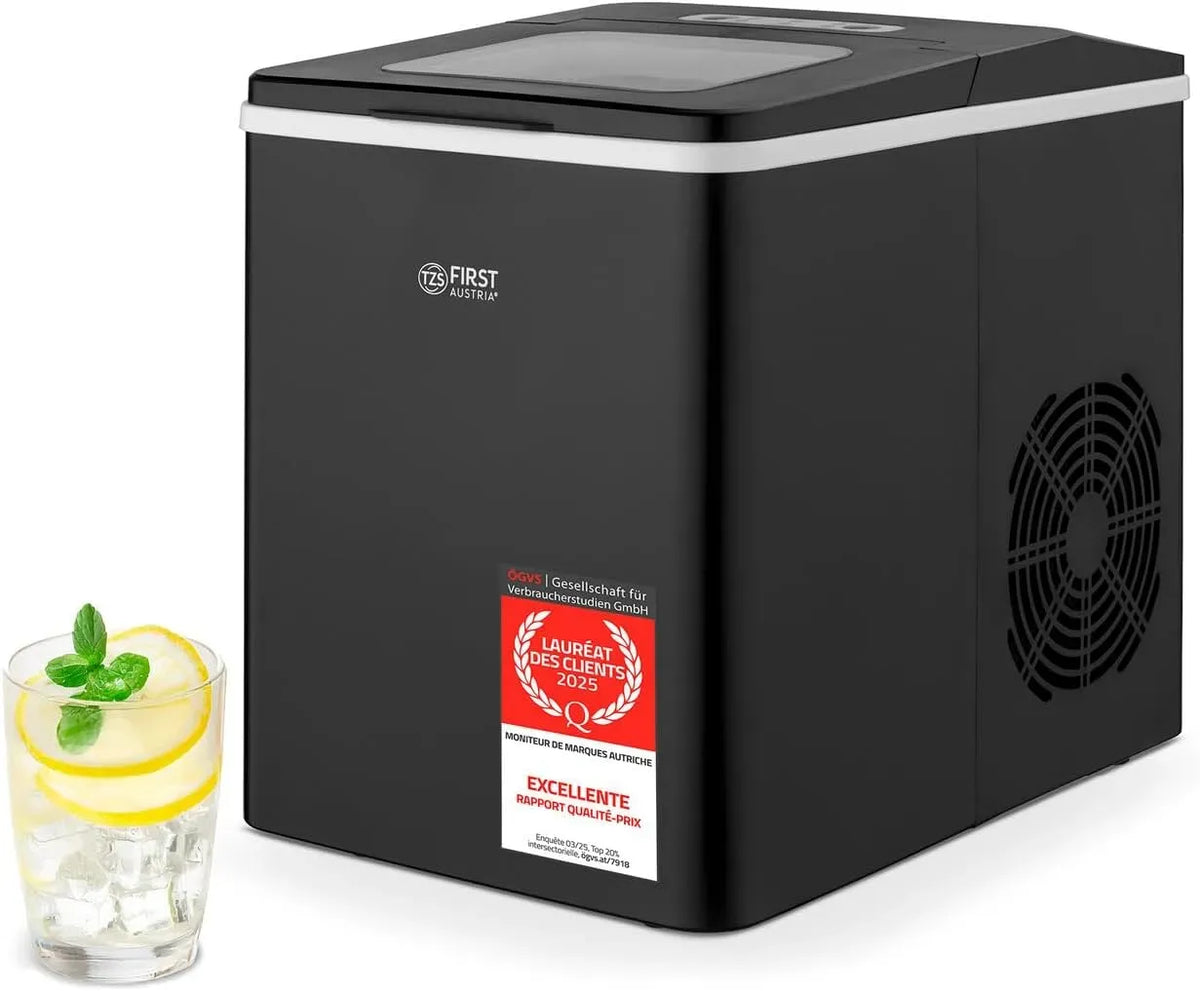 Machine à glaçons, 1,8 L, 150 W, TZS 12kg/24h, portable, noir, Machine à Glace Portable, 9 Glaçons en 7-9 Min, 2 Tailles de Glaçons