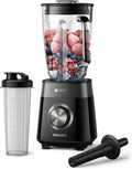 Philips HR3031/00 Blender, 2 L, 1200 W, 3 vitesses, dalle IPS, noir, Bol verre 2L + acc, 1,5L capacité utile, 3 vitesses + Pulse, 1,5 L