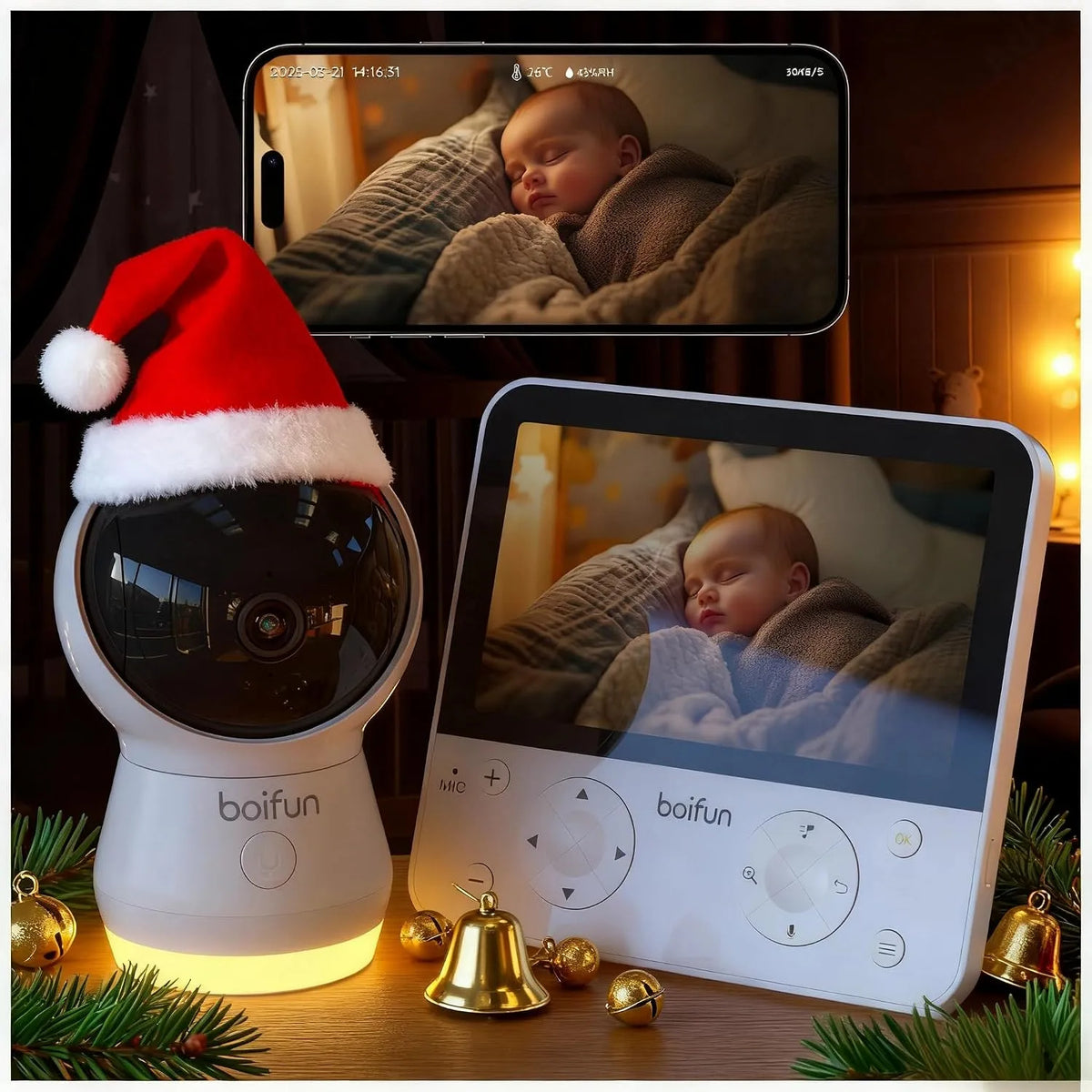 4MP Babyphone, Caméra, moniteur vidéo pour bébé, Wi-Fi