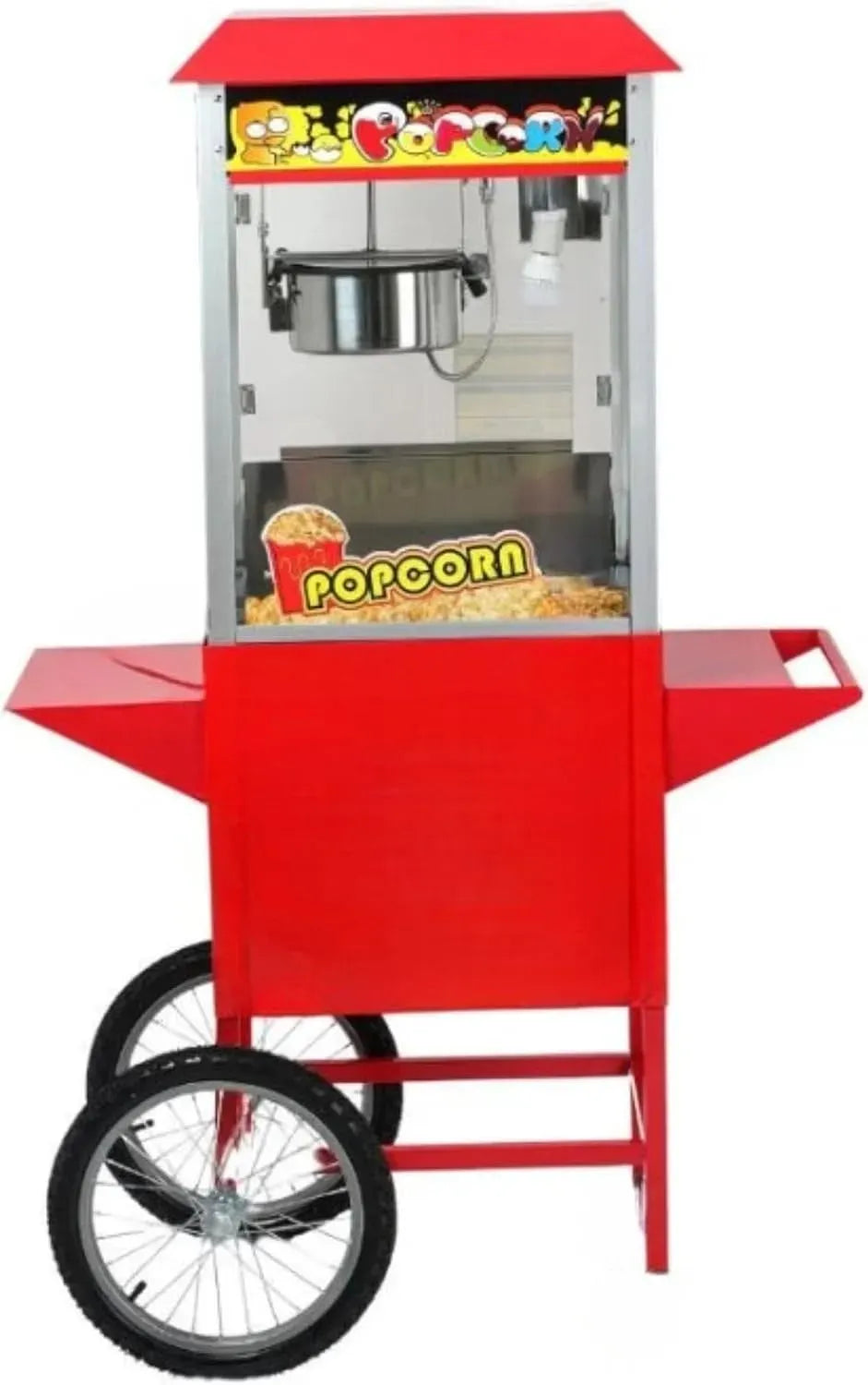Machine à Pop-Corn, Chariot, 2,2 L, 1440 W, éclairage LED, professionnel, rouge