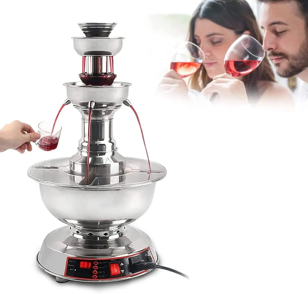 Distributeur, 3,5 L, 0 à 100 °C, 3 niveaux, acier inoxydable, pour Mariage