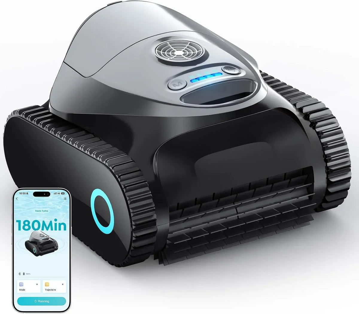 Aspirateur, gris, 180 Min d'Autonomie, C1 Robot Piscine Fond et Parois, 7 Modes