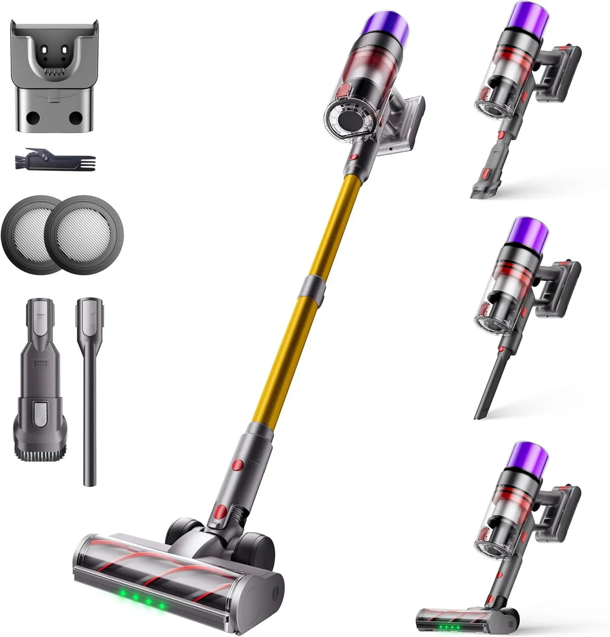 Aspirateur, 600 W, Écran LED, 55 kPa, 80 Min, appareil électrique d'aspiration, X7 Aspirateur sans Fil avec Station Murale