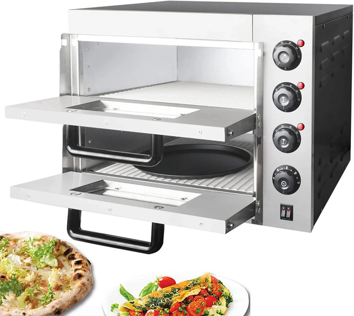 Four électrique à pizza, pose libre, minuteur, gril, 2 zones de température