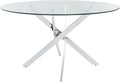 Vente-unique-Table, Vente-unique-Table à Manger Ronde 6 Personnes en Verre trempé et métal chromé, verre