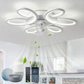 Google DC 6 Ventilateur, décoration de salon, silencieux, Google Assistant, Alexa et Siri, blanc