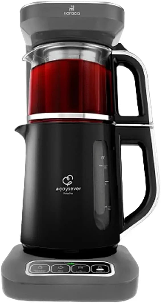 Bouilloire électrique 4-en-1, 2500 W, gris, chauffe-eau pour boissons, Karaca Caysever Robotea Pro Theiere Electrique Automatique