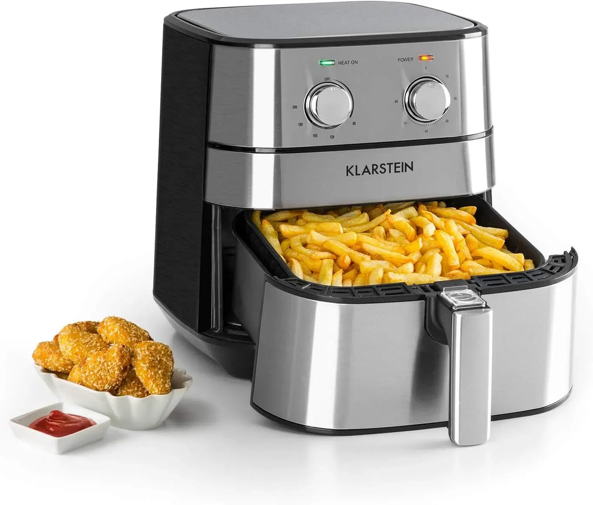 Klarstein Friteuse à air chaud, 5,4 L, 1700 W, minuteur, thermostat, acier inoxydable