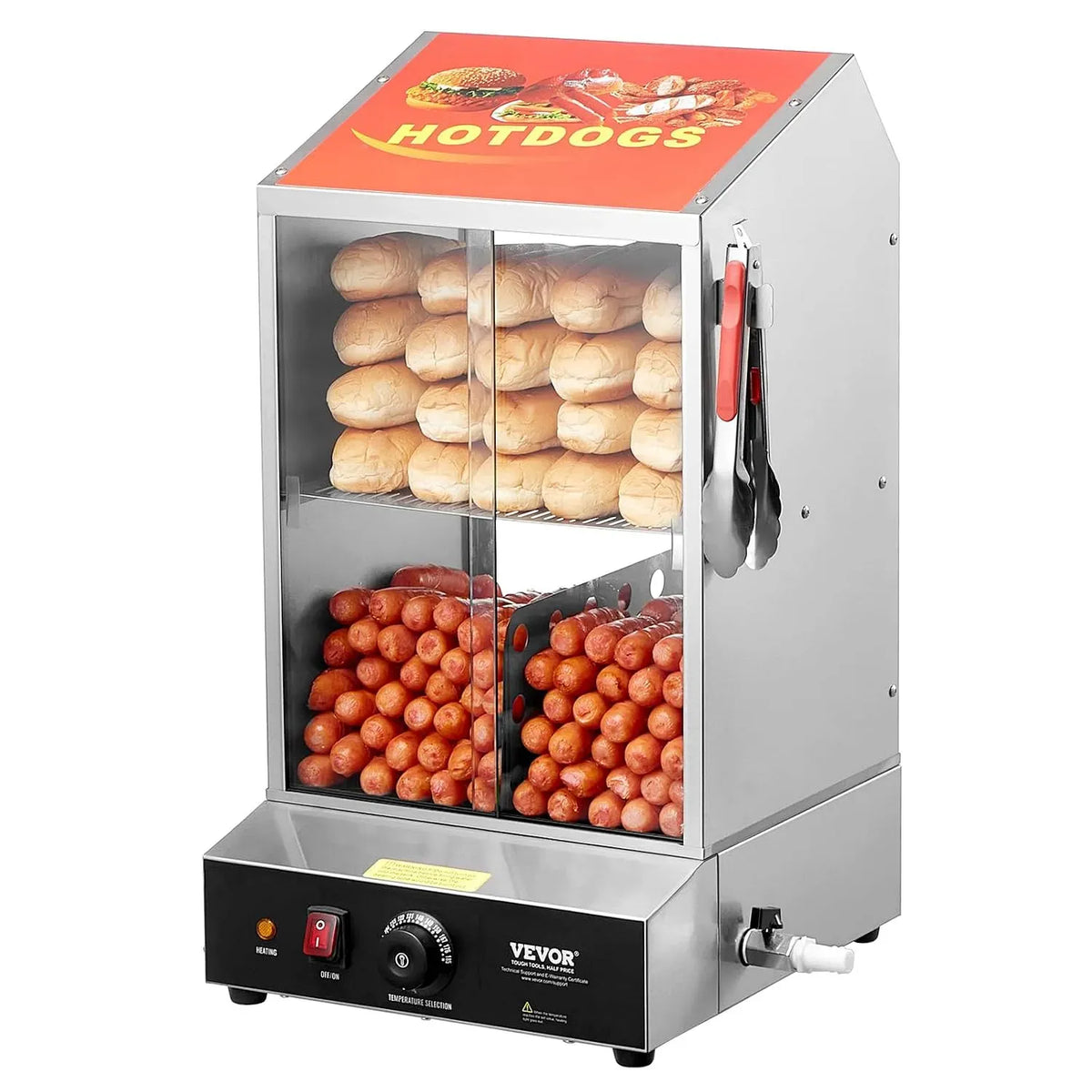 VEVOR Machine à Vapeur, Cuiseur, 37 L, 2 zones de température, 2 Niveaux, fonction chauffante, verre