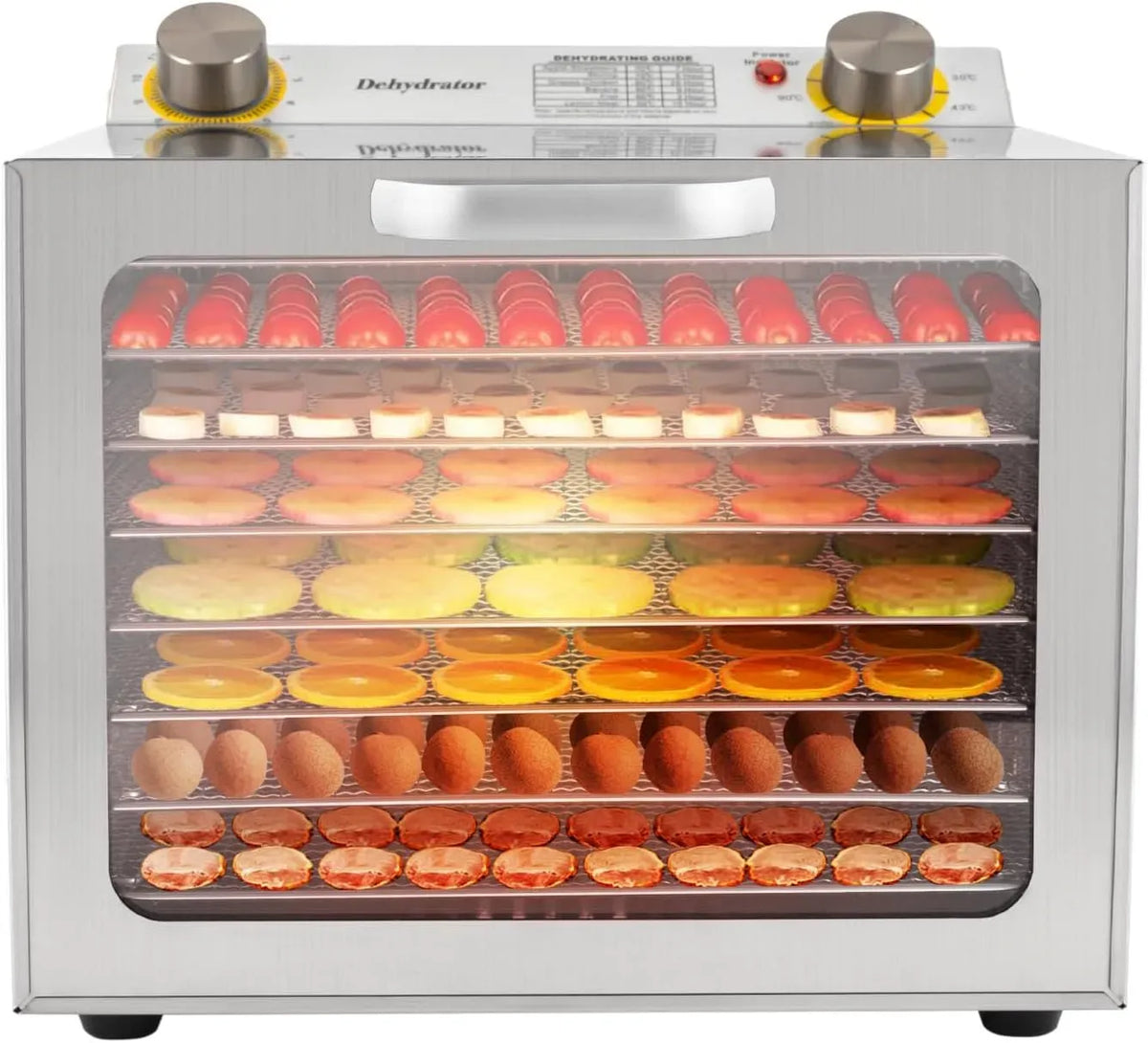 déshydrateur pour, déshydrateur alimentaire de 30 à 90 °C, Déshydrateur automatique en acier inoxydable avec 8 grilles en acier inoxydable, minuterie