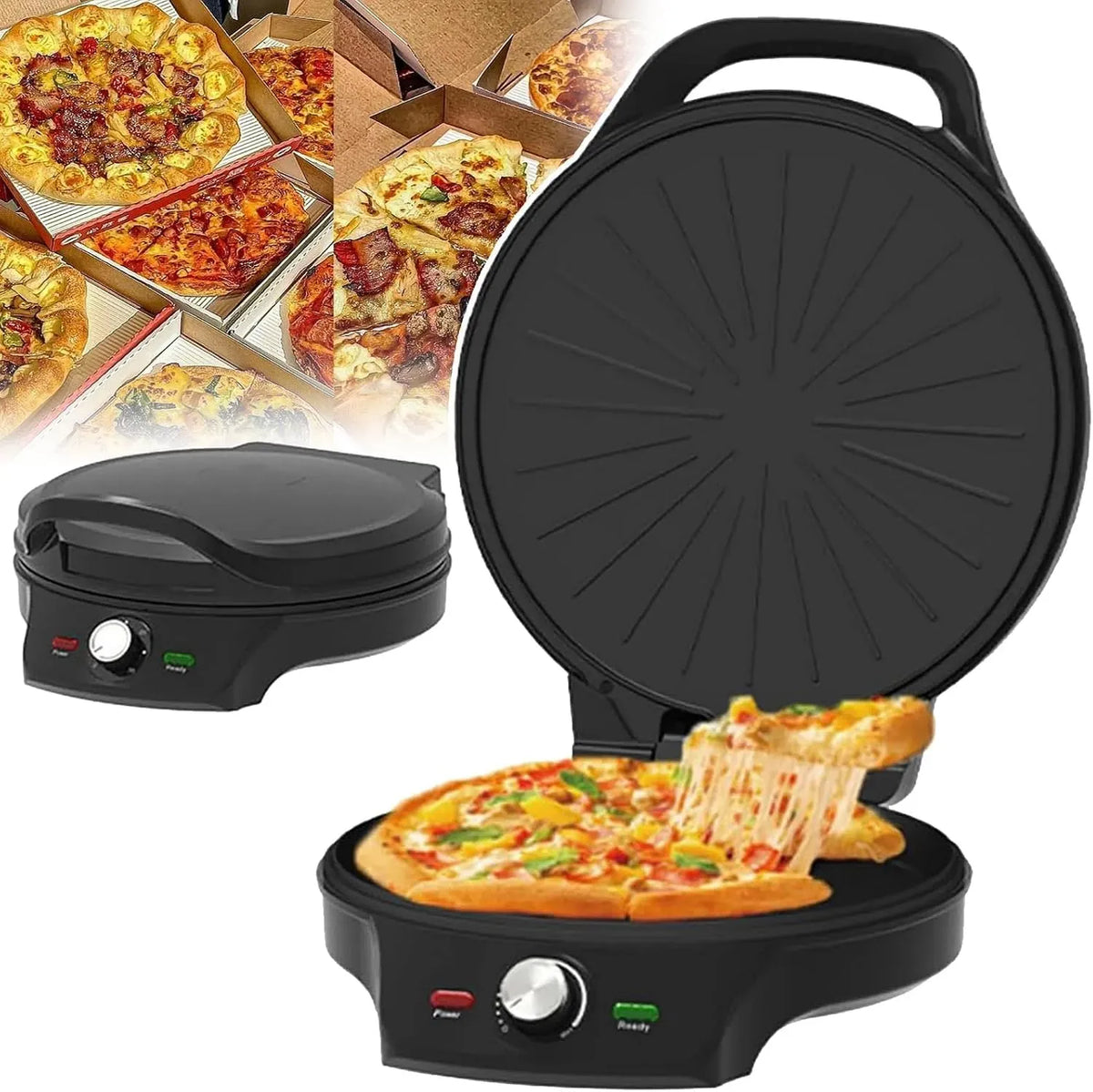Four électrique à pizza, 12 pouces, 2000 W, portable, restaurant, 2 zones de température