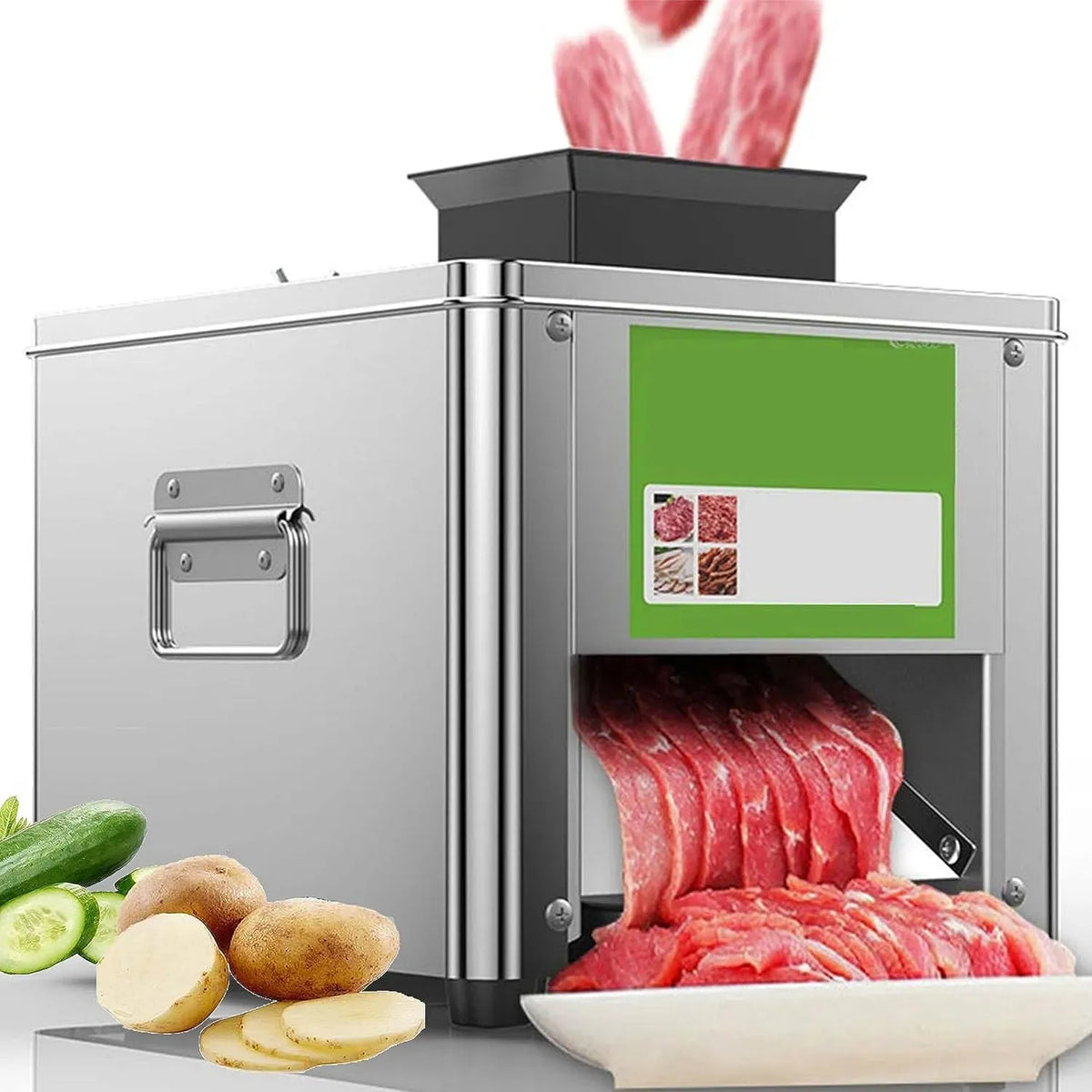 330lb/H Trancheuse électrique Coupe-Viande En Bande, Coupe-Viande Commercial, Trancheuse De Légumes Commerciale 2 En 1, Jeu De Lames Facile à